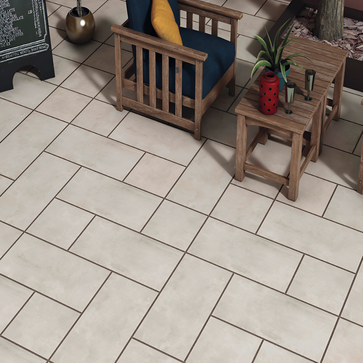 Concrete Beige Vitrified Floor Tile with a matt finish, featuring a smooth beige concrete-like texture, durable and scratch-resistant surface, ideal for modern floors in residential and commercial spaces.
