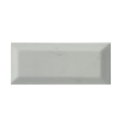 Cool Grey Bevelled Subway Tile 4x8 inch with a glossy finish, featuring a soft cool-grey beveled surface, smooth and durable, ideal for contemporary backsplashes and decorative wall applications.
