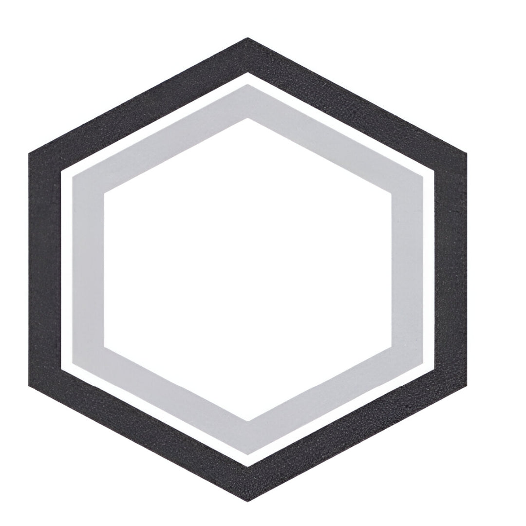 Cool Honeycomb Matt Porcelain Tile 8x10 Inches – hex tile with bold black and grey honeycomb pattern for walls and floors

