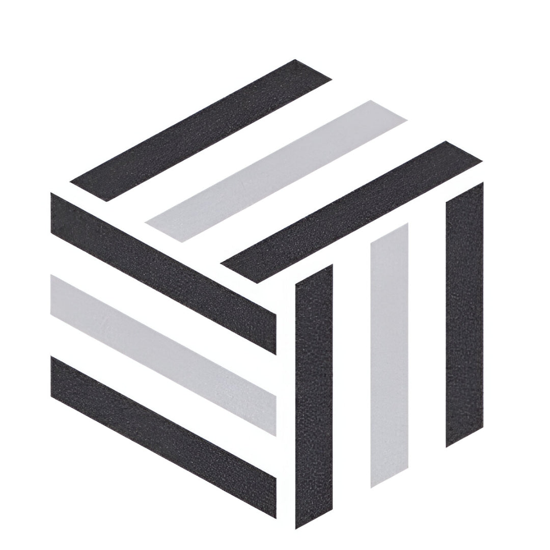 Cool Runup Matt Porcelain Tile 8x10 Inches – hex tile with striped 3D cube illusion in black, grey, and white, suitable for floor and wall use

