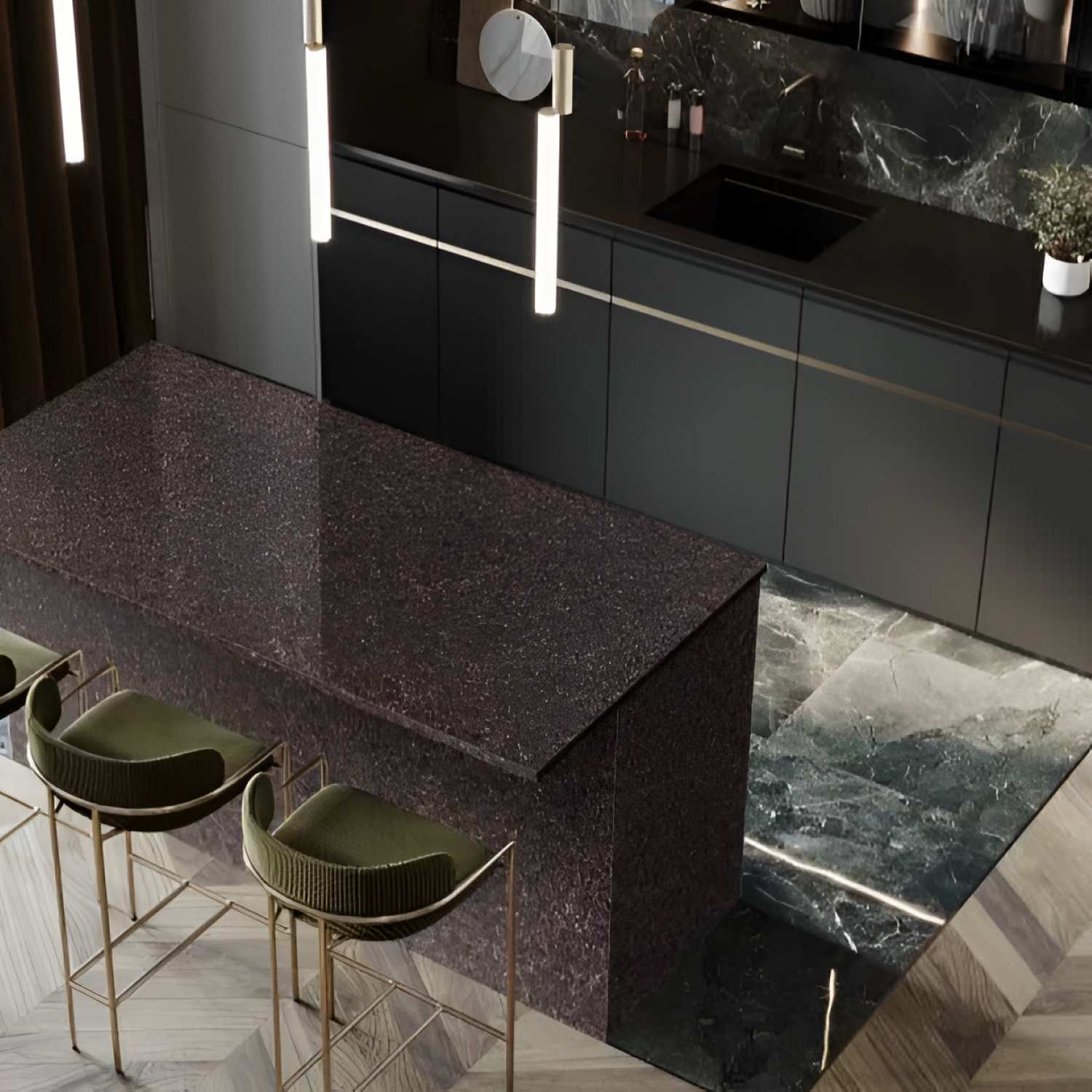 Copper Pearl Color Body Kitchen Counter Top / Table Top featuring a smooth polished copper-toned finish with subtle pearlescent texture suitable for elegant kitchen and dining surfaces
