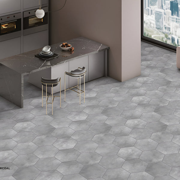Cotto Charcoal Hexagon Matt Tile 8*10 Inches