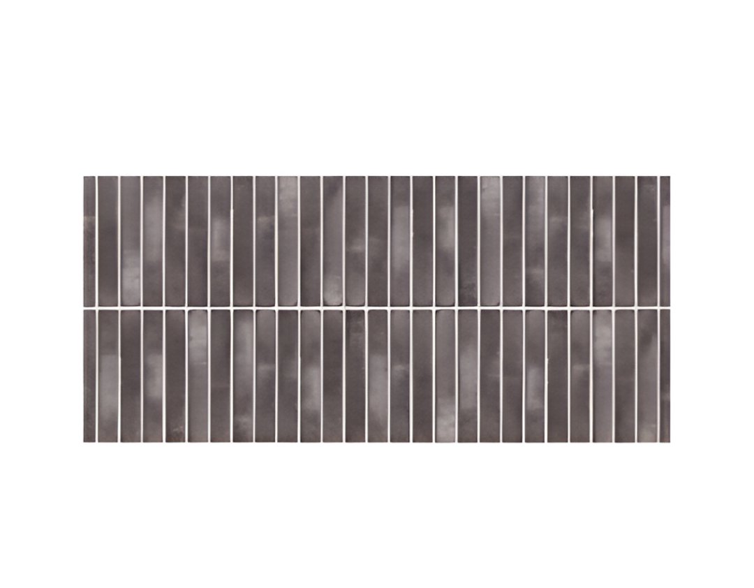 Coventry Black Fluted Matt Tile 12x24 inch with textured fluted surface and deep black color, ideal for feature walls, bathrooms, kitchens, and contemporary interior designs.