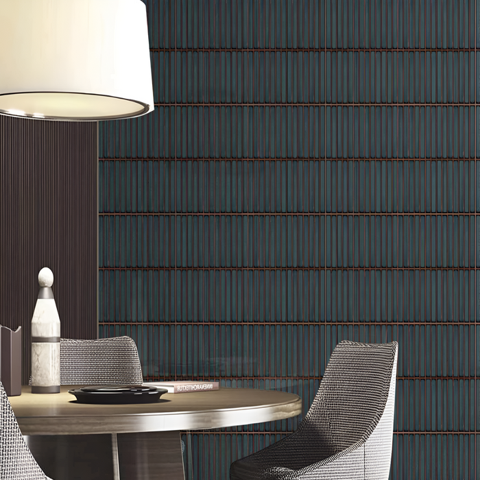 Deep Cyan Linear Fluted Office Wall