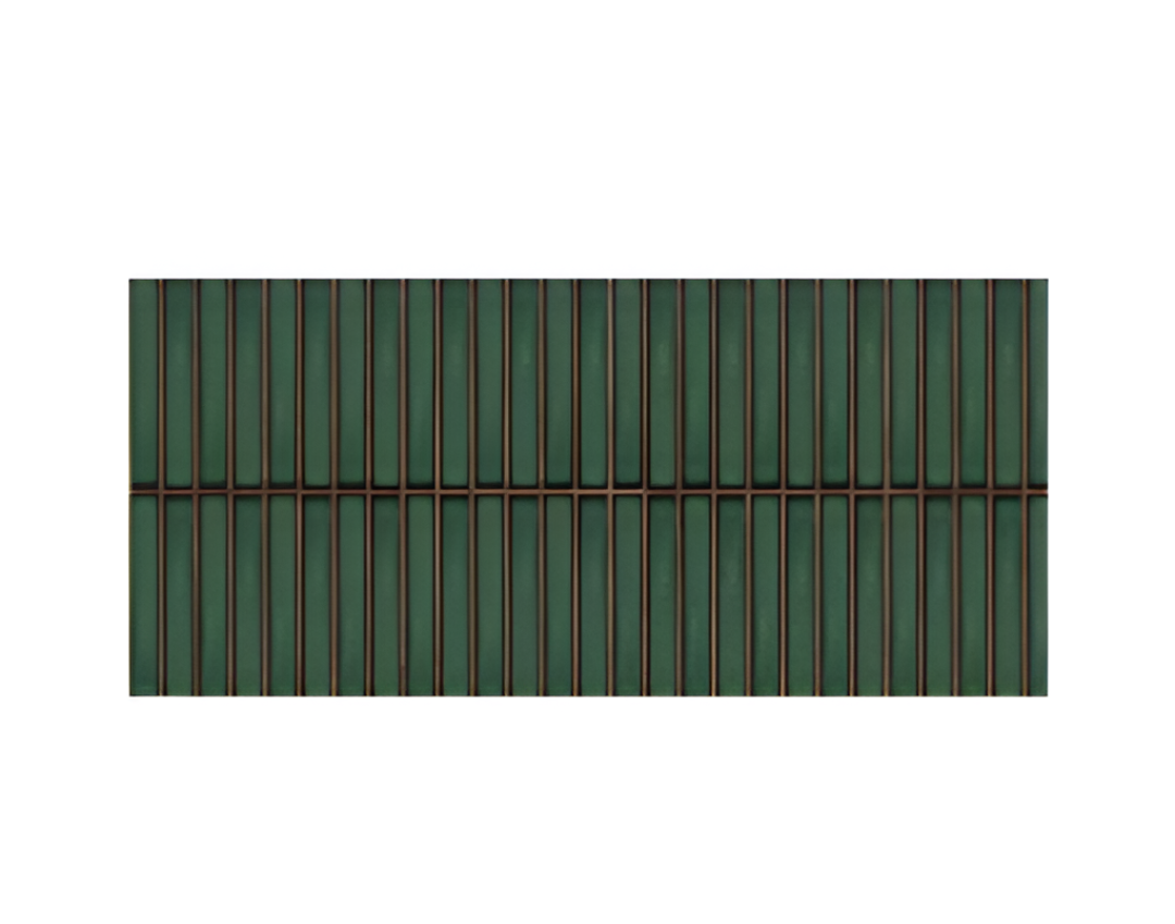 Coventry Kitkat Green Fluted Tile 12x24 inch with textured fluted surface and vibrant green color, ideal for feature walls, bathrooms, kitchens, and contemporary interior designs.