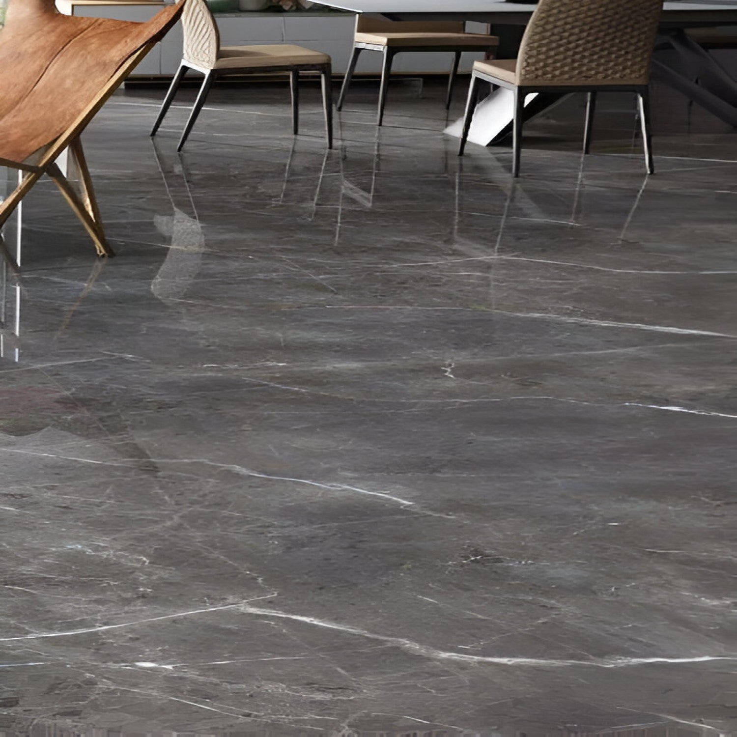 Craft Black Endless Vitrified Tile 24 Inch x 48 Inch featuring a smooth black finish with subtle texture suitable for modern wall and floor applications in living rooms kitchens and commercial spaces
