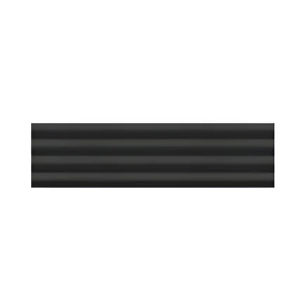 Cron Black Fluted Matt Tile 3 x 12 inch featuring a deep black shade with a fluted pattern, ideal for adding a bold and textured accent to walls and surfaces.
