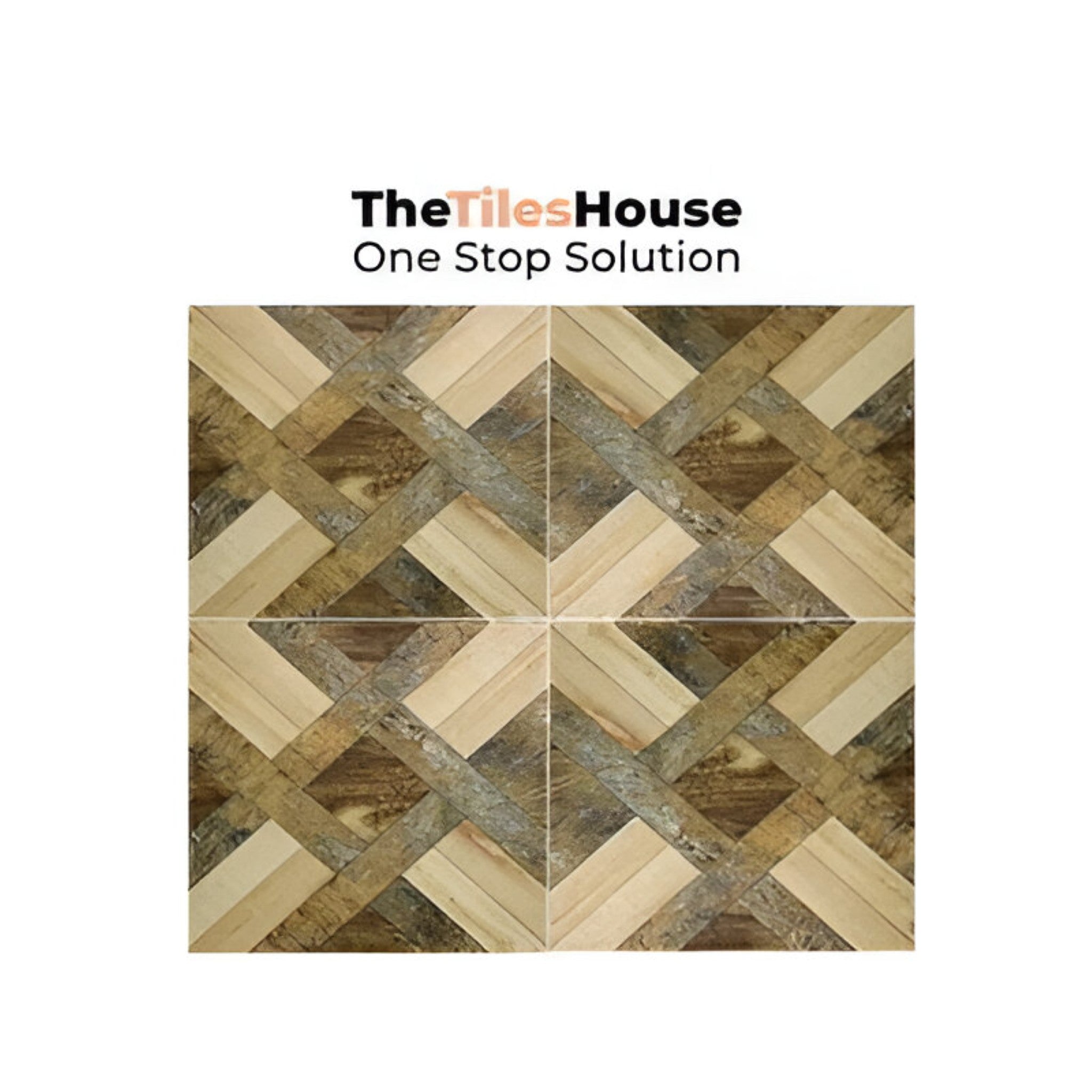 Cross Wood Matt Ceramic Tile 24x24 inch with natural wood grain texture, warm brown tones, and matte finish suitable for rustic or contemporary interior floors and walls
