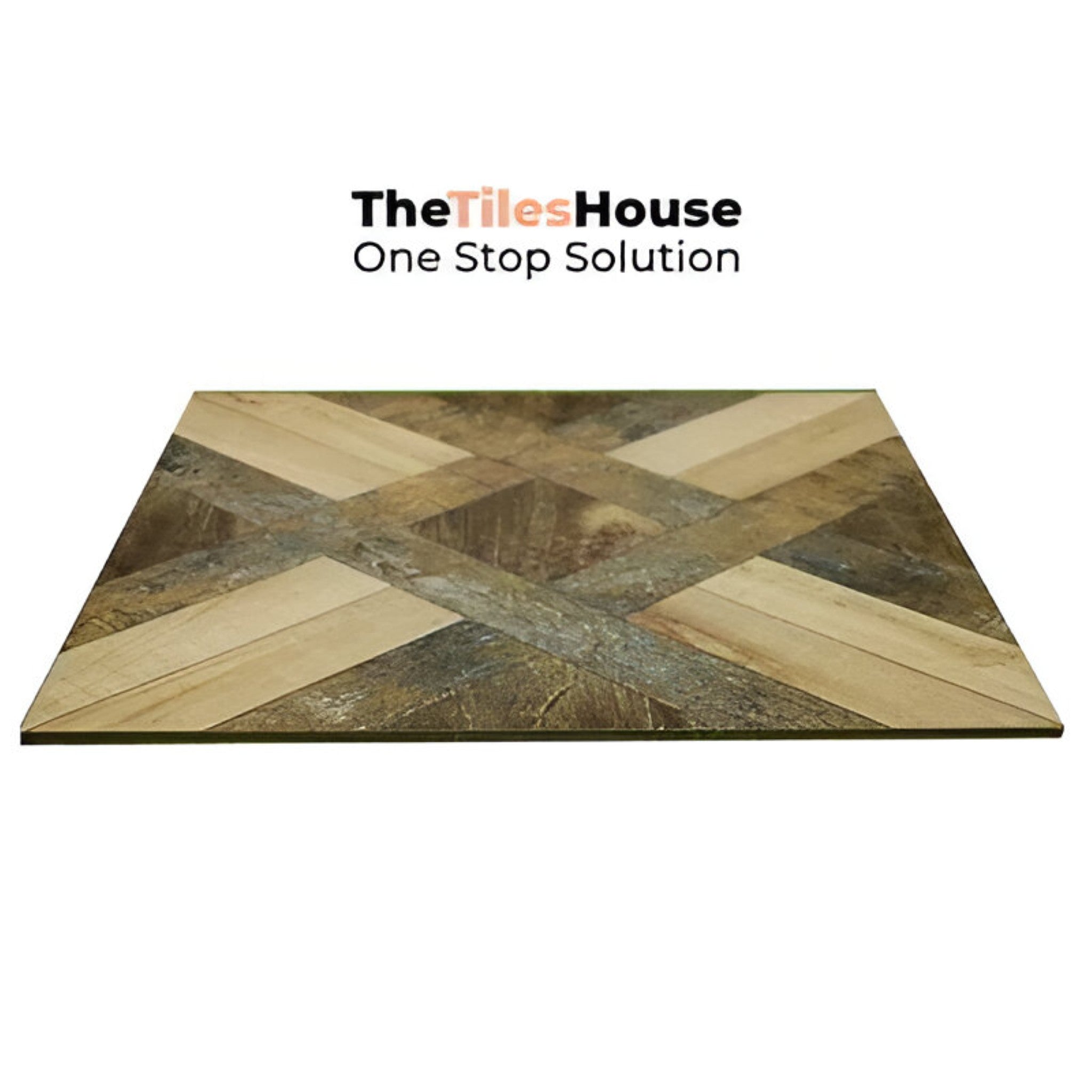 Cross Wood Matt Ceramic Tile 24x24 inch with natural wood grain texture, warm brown tones, and matte finish suitable for rustic or contemporary interior floors and walls
