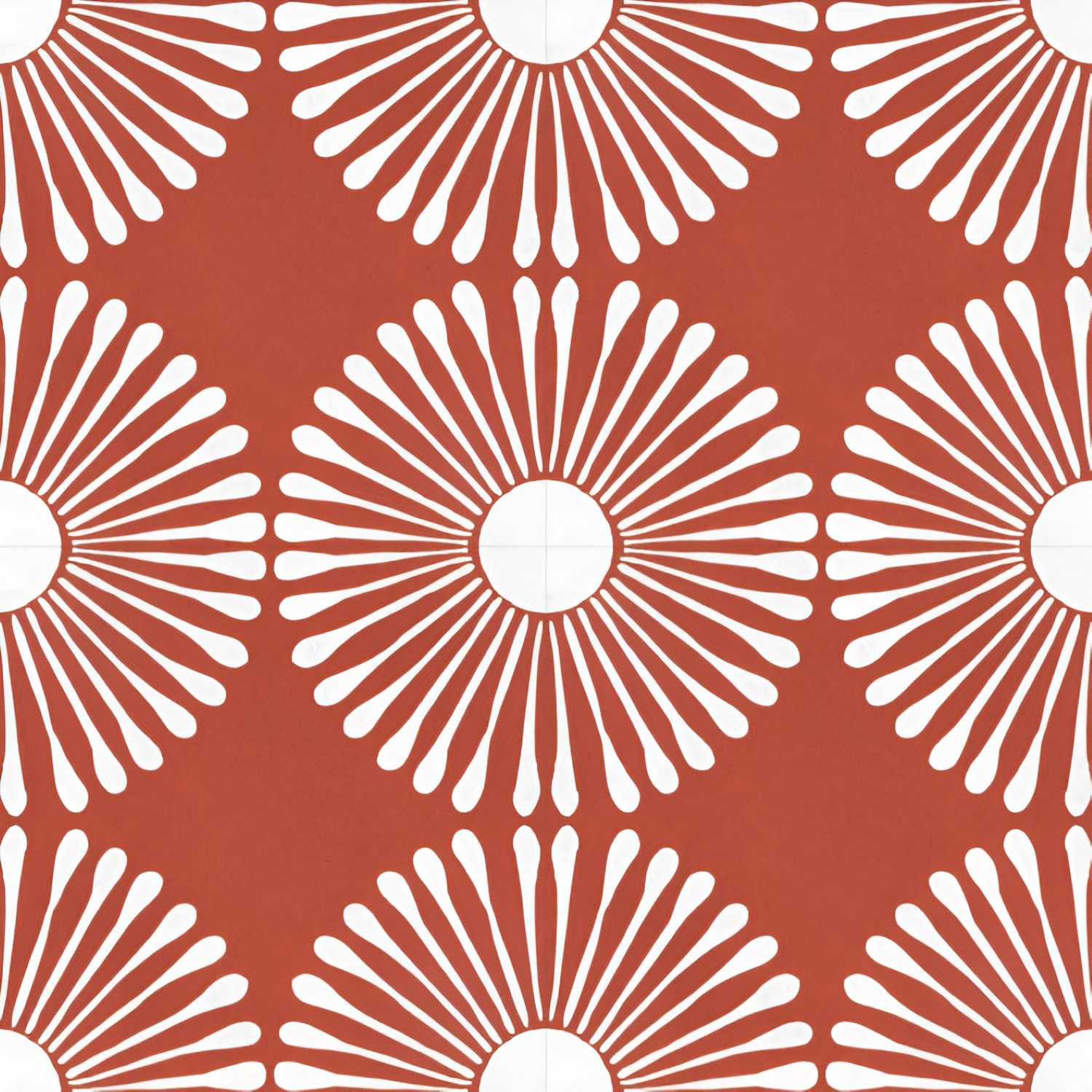 Cuba Rossa Moroccan Ceramic Tile – 24x24 inch ceramic tile featuring bold red and earthy Moroccan patterns with intricate geometric and floral designs.