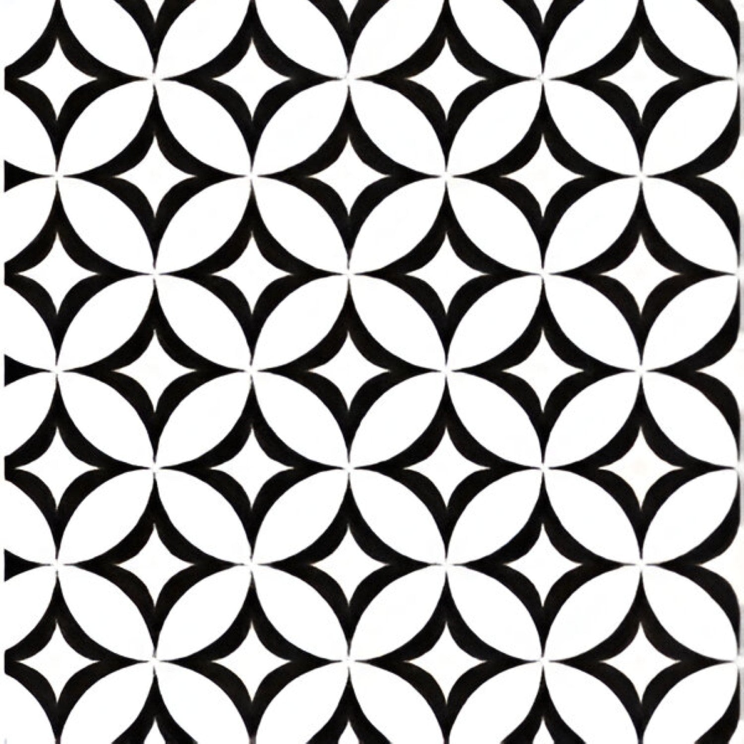 Cube 1013 Matt Ceramic Tile – 8×8 inch matt-finish ceramic tile in black and white, featuring a bold interlocking cube-like Moroccan geometric pattern, perfect for stylish wall and floor installations.