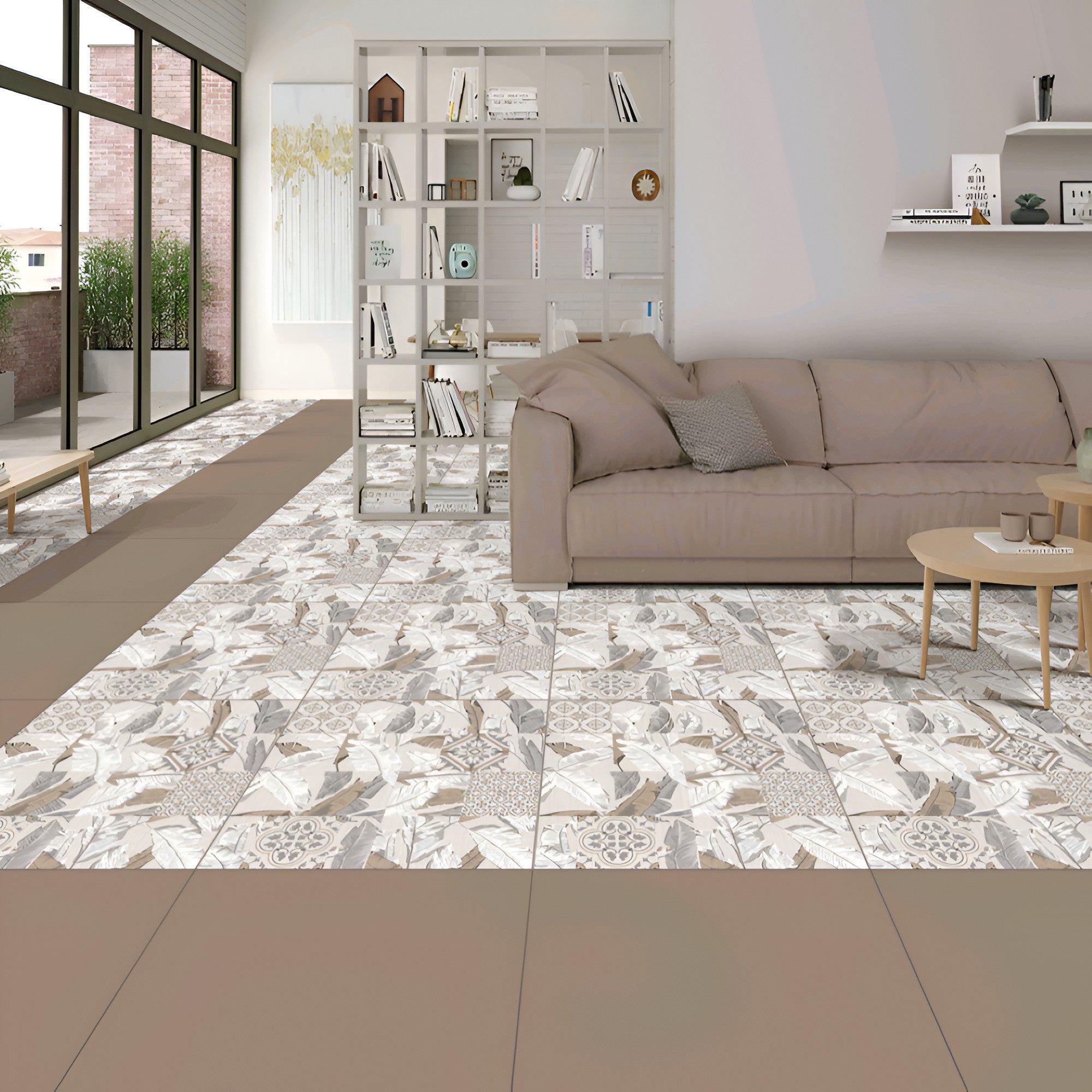 Dali Bianco Moroccan Vitrified Tile in 24 x 24 inch size, featuring a refined matt finish and a softly shaded Bianco pattern inspired by Moroccan artistry, displayed as a premium floor tile offering a sophisticated and timeless interior look