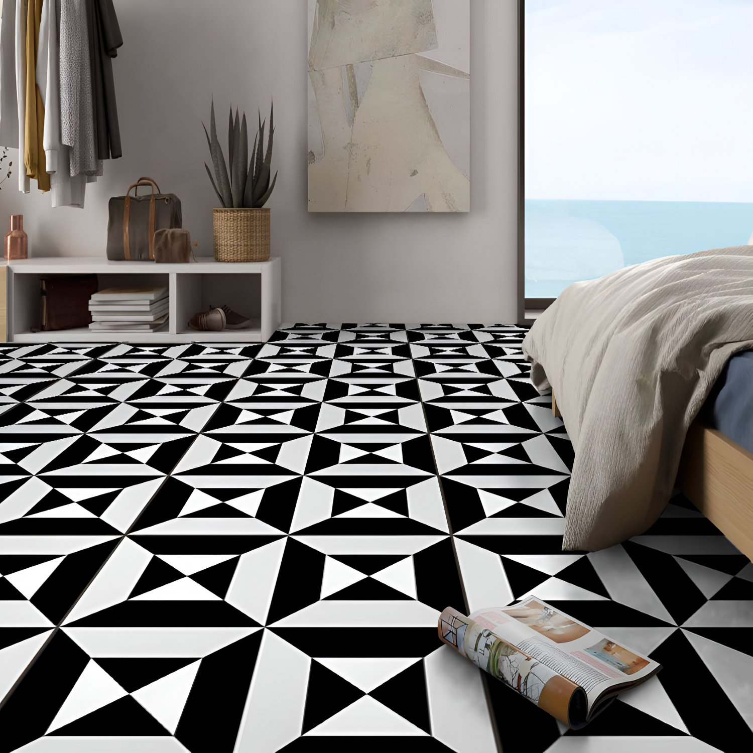 Utopia Gris Vitrified Moroccan Tile 24x48 Inch – Elegant large-format tile with intricate gray Moroccan motifs, perfect for modern walls and designer flooring layouts.