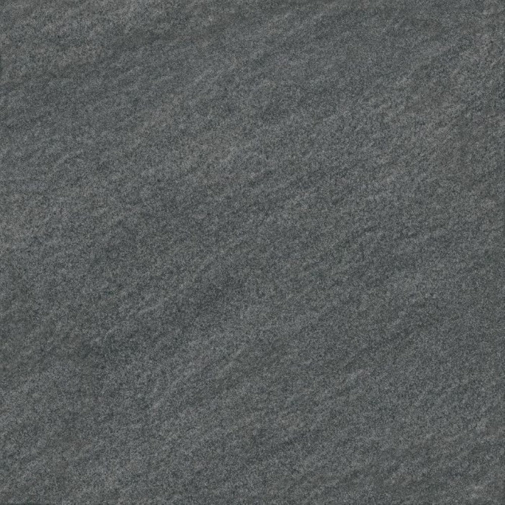 Derio Nero Rustic vitrified floor tile in 16 x 16 inch size featuring deep nero tones with a natural rustic texture, matt finish surface, and rich earthy appearance, installed on an interior wall to create a bold and elegant design statement.