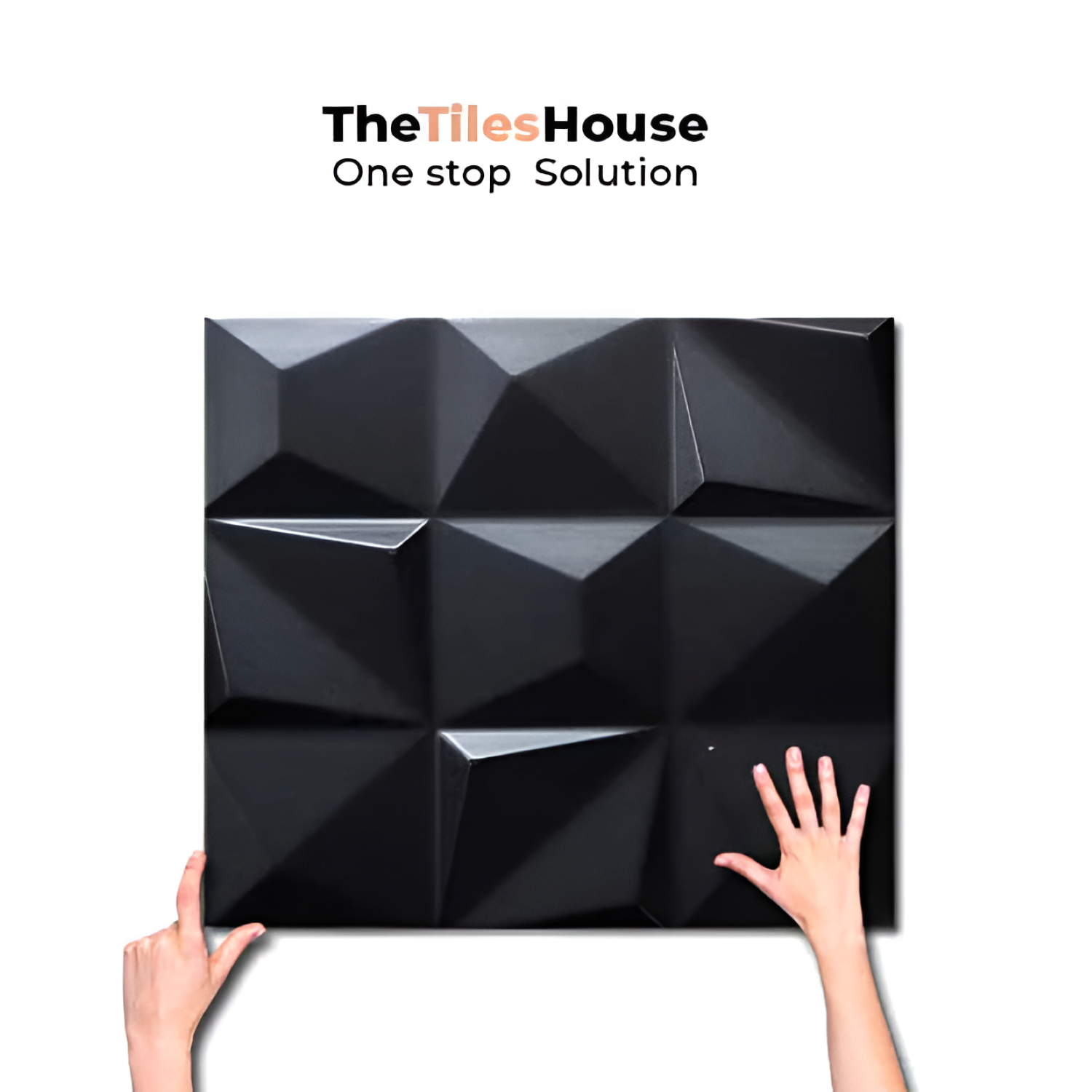 Diamond Black Ceramic Punched Tile in 12 x 12 inch size featuring a deep black tone with a textured punched surface design, perfect for adding a bold and contemporary accent to walls and decorative spaces