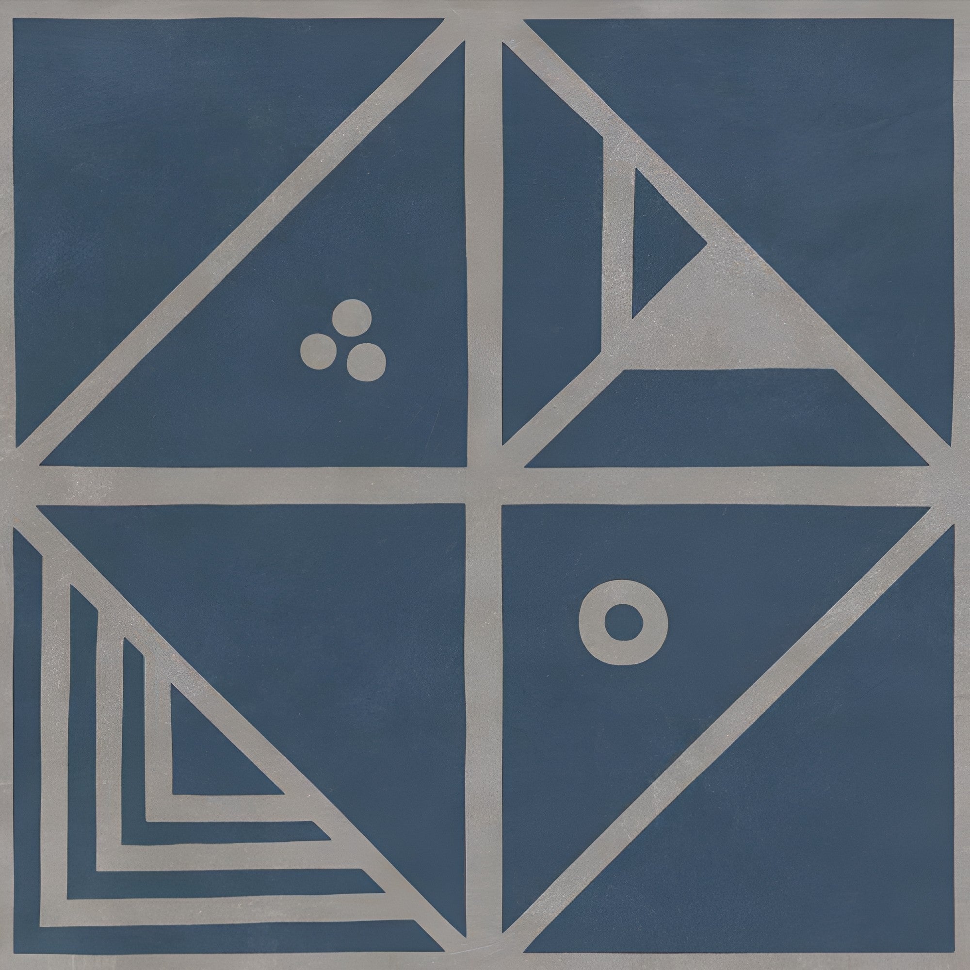 Dimenta Azul Moroccan Vitrified Tile in 24 x 24 inch size showing a rich blue color palette and elegant Moroccan-inspired artwork on a smooth matt surface, displayed as a floor tile to highlight its refined texture, cultural detailing, and premium vitrified build