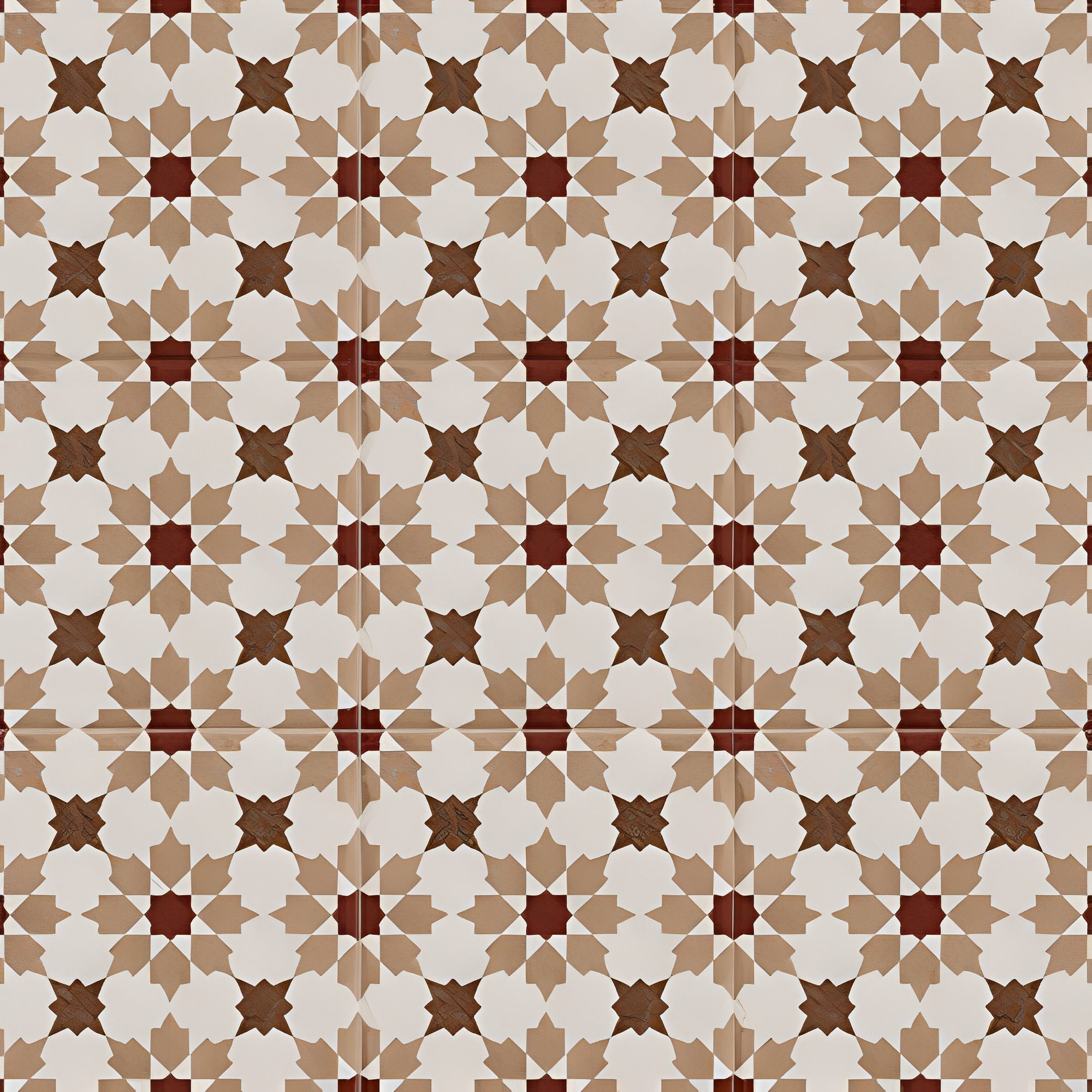 Ducati Beige Decor 3 Moroccan vitrified tile with glossy finish showcasing intricate printed and rangoli-inspired detailing in warm beige tone, suitable for decorative floor and wall applications in living rooms, kitchens, bathrooms, and feature walls.