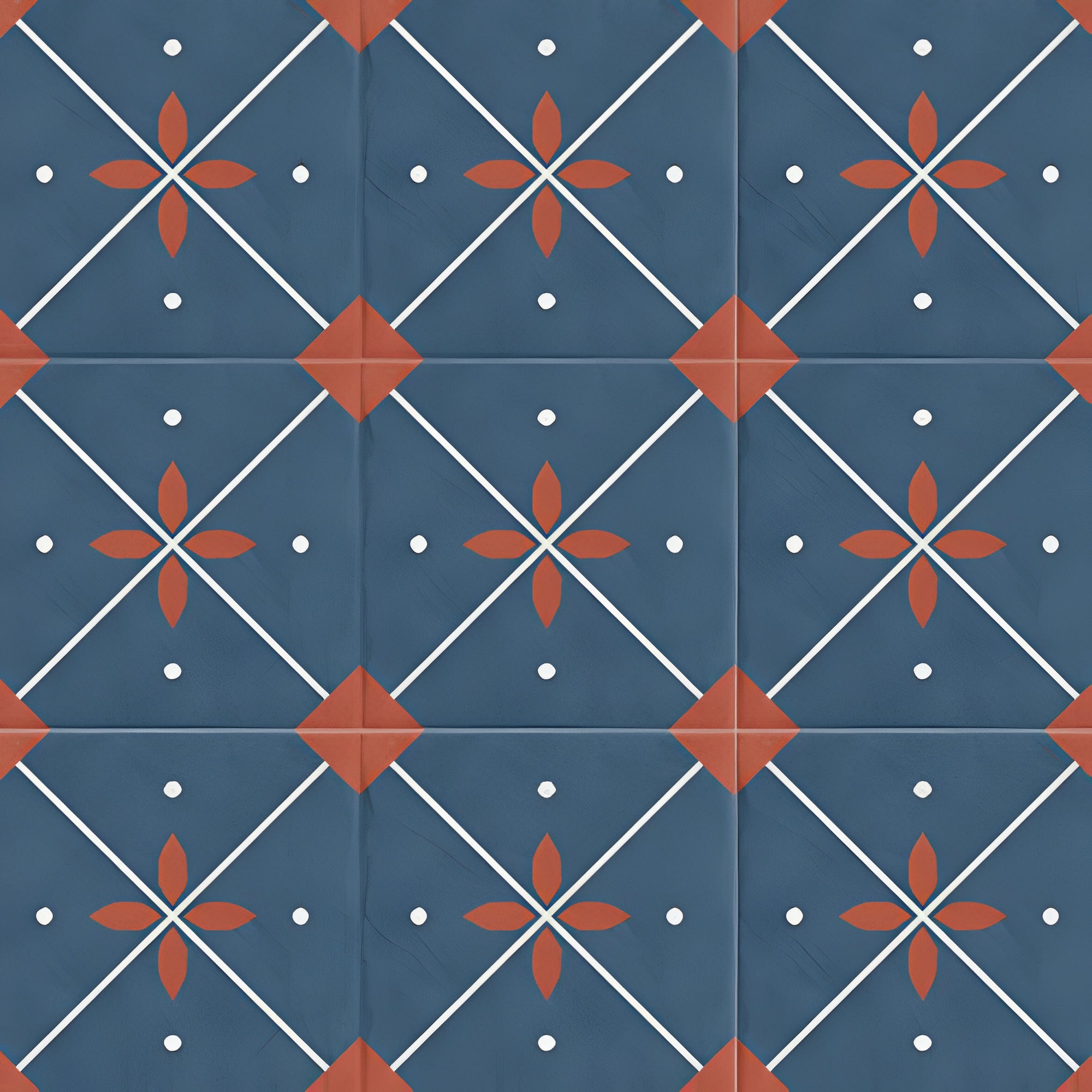 Ducati Navy Decor 2 Moroccan vitrified tile in deep navy blue color featuring detailed printed and rangoli-inspired artwork with a glossy finish, ideal for enhancing floor and wall surfaces in modern and traditional interior spaces.