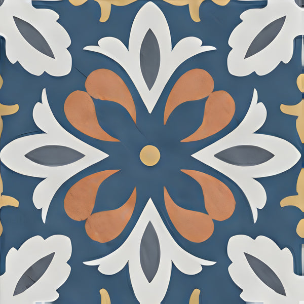 Ducati Navy Decor 3 Moroccan Vitrified Tile 8 * 8 Inch