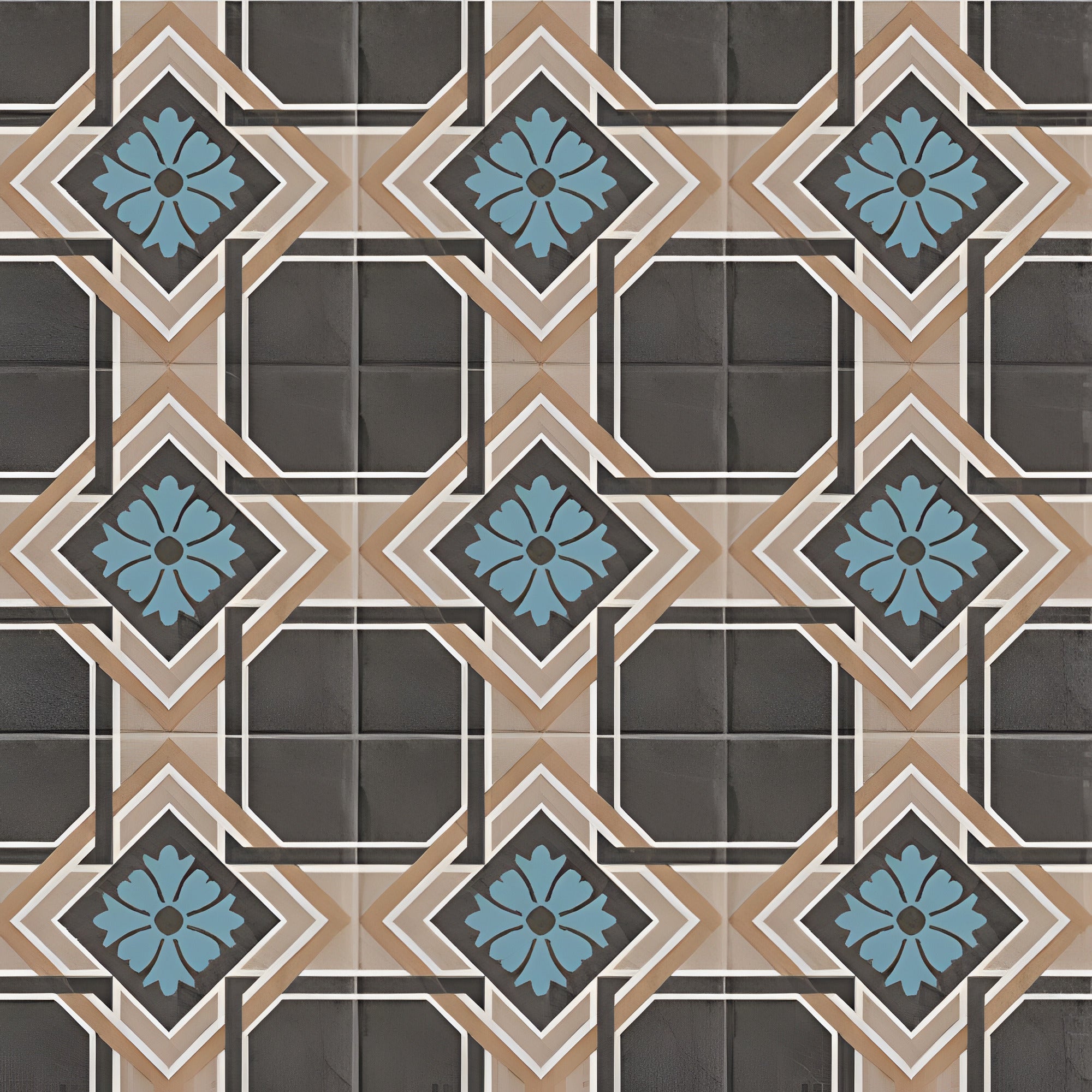 Ducati Paper Decor 3 Moroccan vitrified tile with detailed printed Rangoli-inspired pattern in glossy finish, 8x8 inch decorative floor and wall tile for stylish interiors
