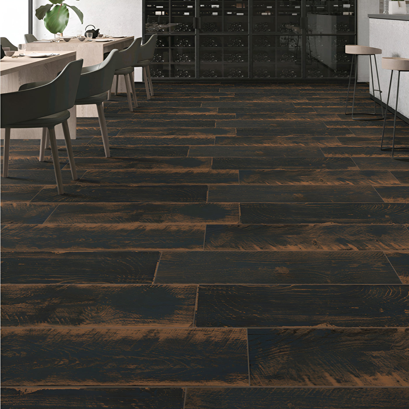 Bold Dark Charcoal Cafe Floor Inspiration