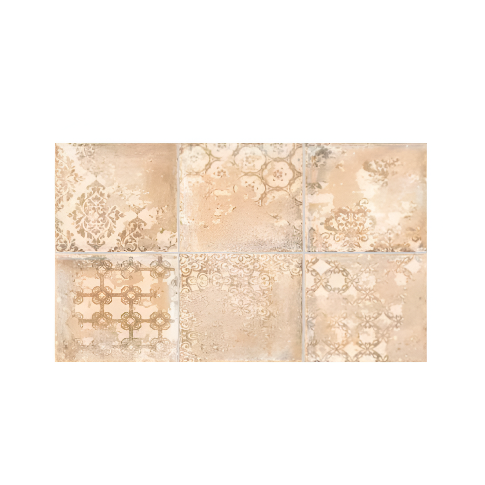 Engravo Antica Crema Deco Moroccan Tile in 8×8 inch size featuring crema-colored artistic Moroccan and rangoli-inspired printed motifs in a soft matt finish, suitable for both floor and wall décor