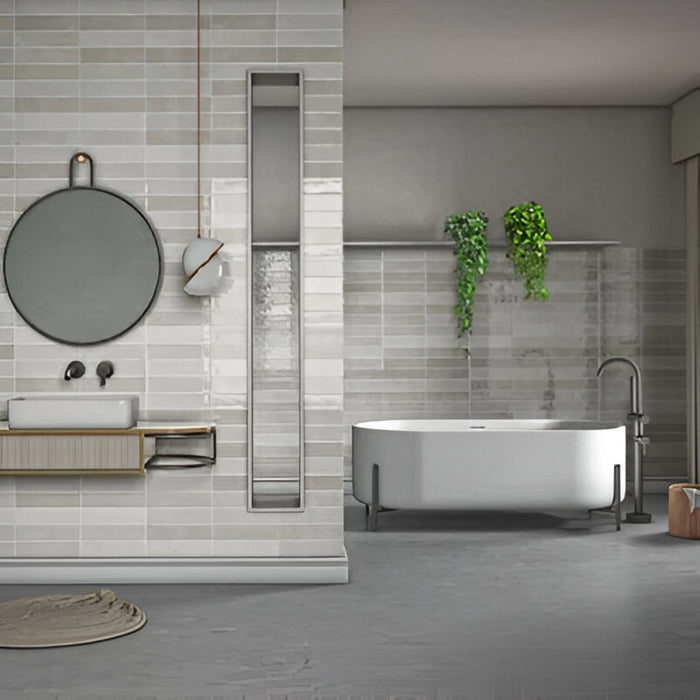 Elegant Fes De Gris Grey Subway Bathroom Inspiration