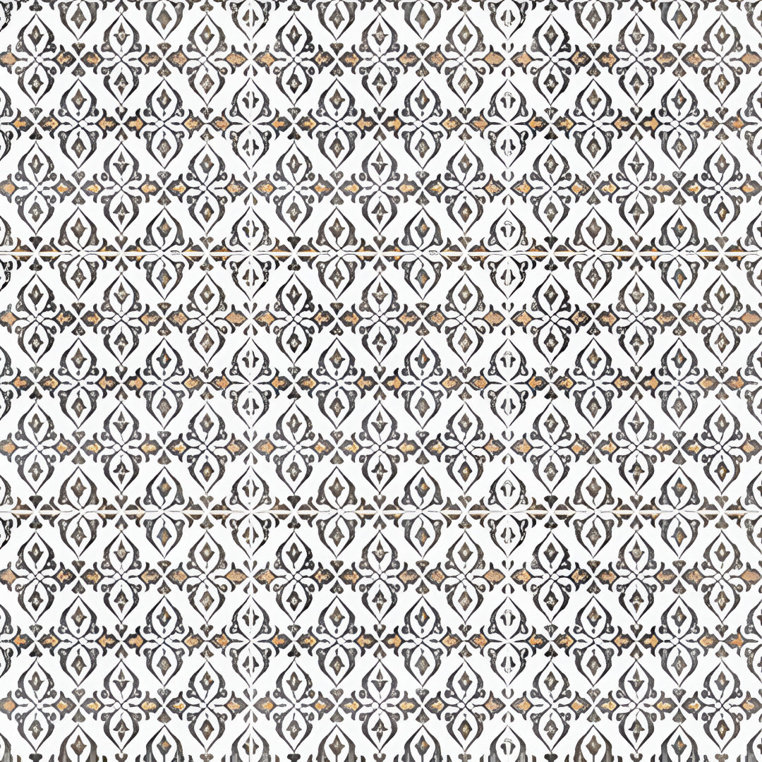 Fango Floral Moroccan vitrified tile in 8×8 inch size featuring intricate floral Rangoli-inspired printed patterns with detailed carving finish, suitable for decorative floor and wall applications in modern and traditional interiors