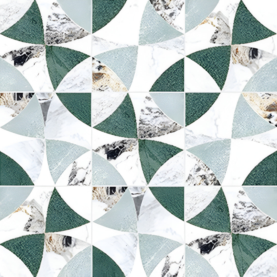 Fango Marbilo Moroccan vitrified tile in 8×8 inch size featuring a carved surface finish with detailed printed Moroccan and rangoli-inspired artwork, suitable for decorative floor and wall applications in modern and traditional interiors.