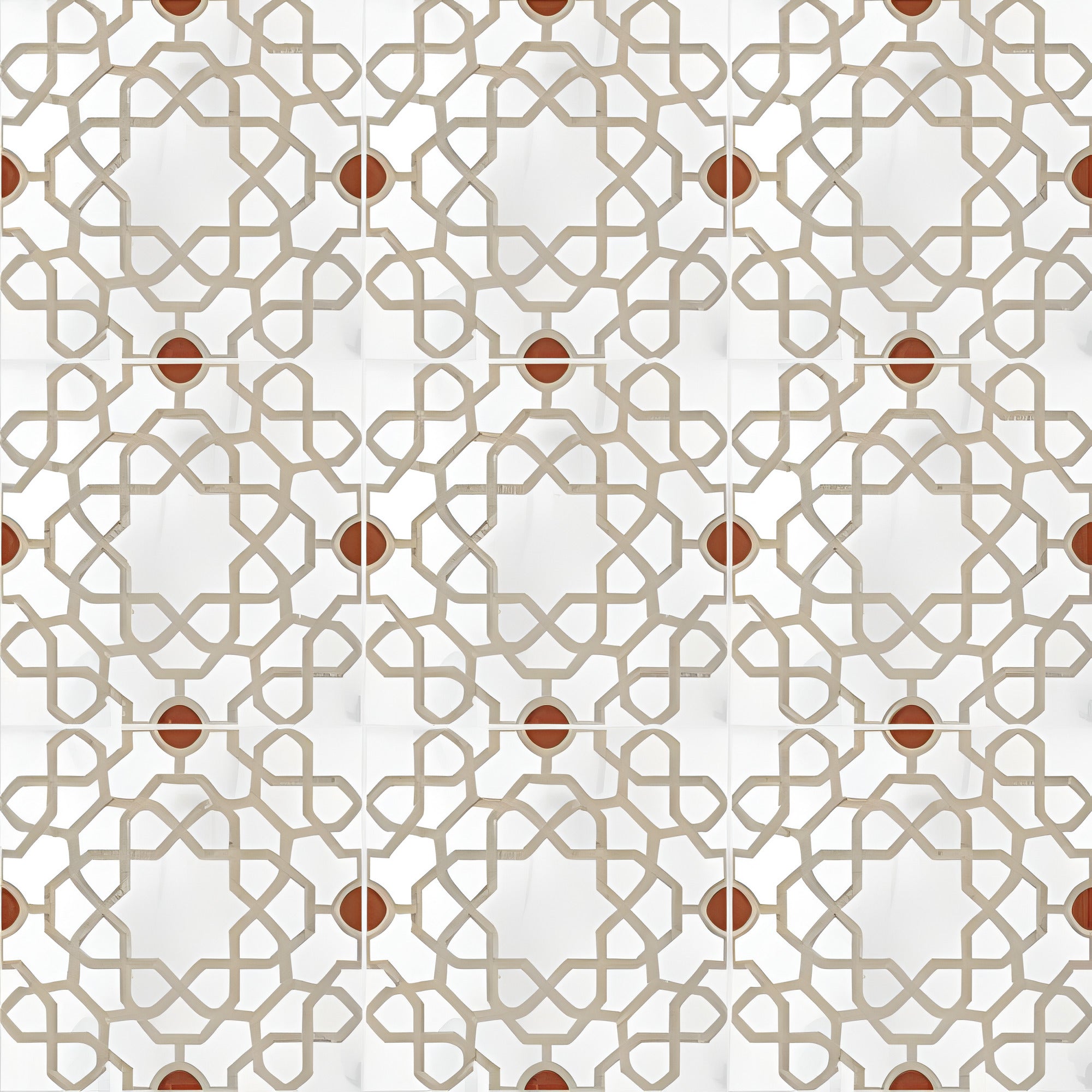 Fango Net Moroccan vitrified tile in 8×8 inch size featuring intricate Moroccan and Rangoli inspired printed design with carving finish, suitable for floor and wall applications, showcasing detailed patterns and textured surface for elegant interior décor