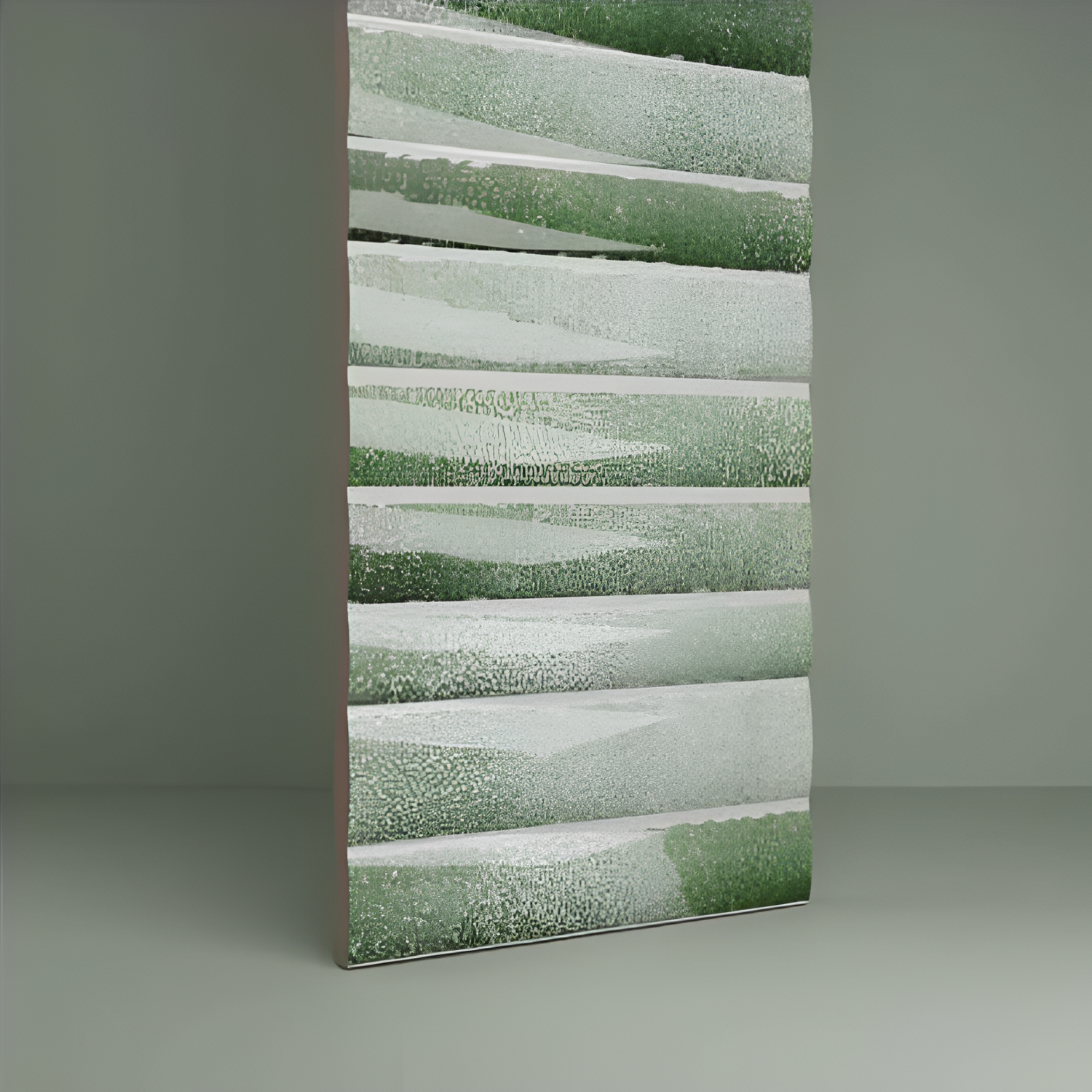 Fern Green Fluted Kitkat Tile 4x12 inch with a glossy finish, featuring a rich fern-green fluted surface, smooth and durable, ideal for contemporary backsplashes and decorative wall designs.
