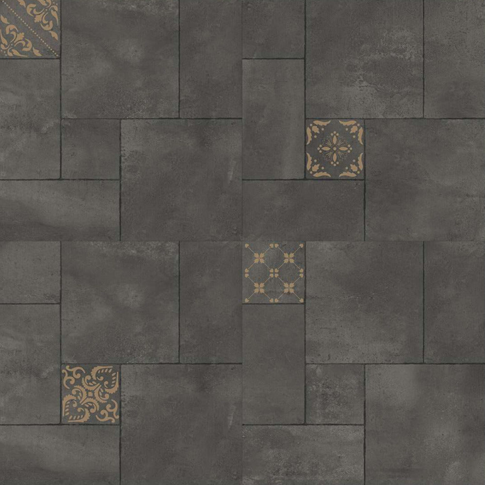 Flex Naturale Moroccan ceramic floor tile in 24 x 24 inch size featuring detailed printed rangoli-inspired patterns with intricate geometric motifs, matt surface texture, decorative artistic layout suitable for living room and designer interior flooring applications.