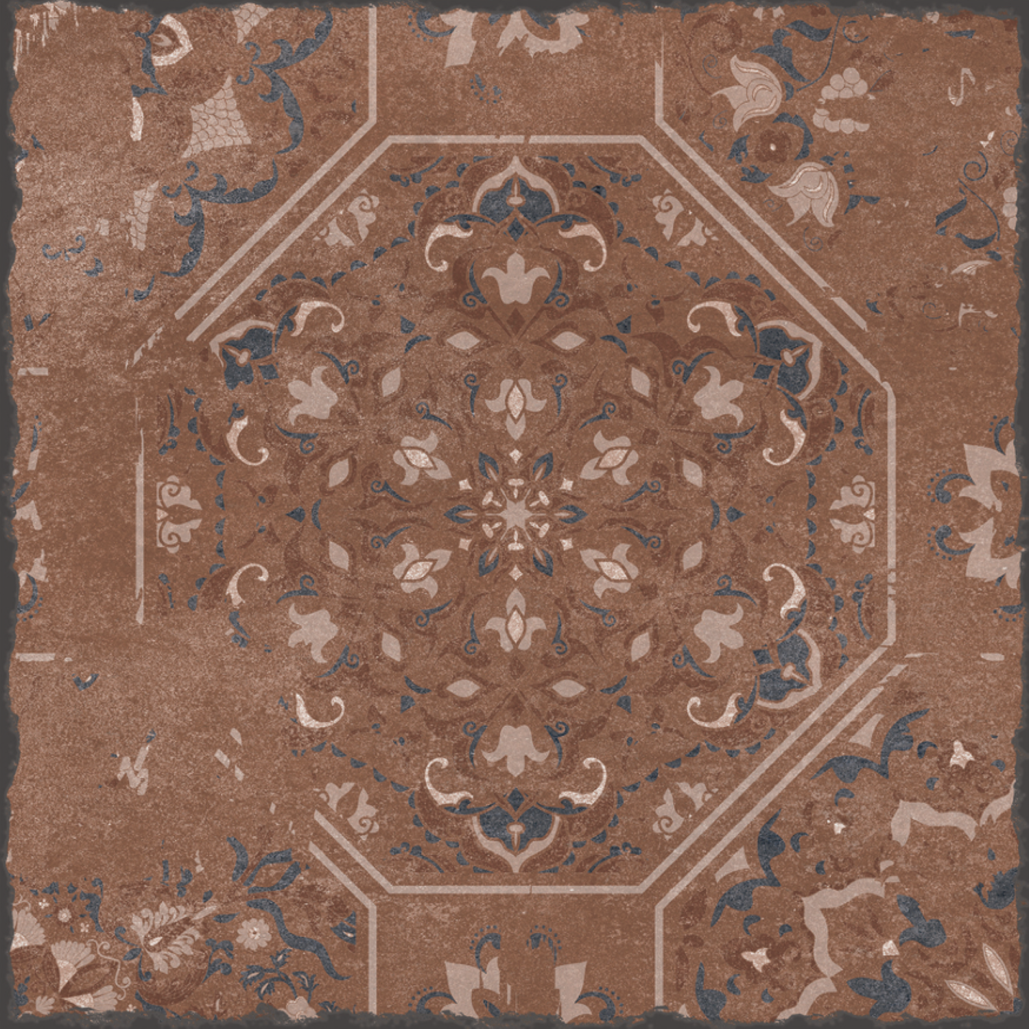 Fossil Brown Vitrified Floor Tile with a matt finish, featuring a natural brown stone-like texture, durable and scratch-resistant surface, ideal for modern floors in residential and commercial spaces.
