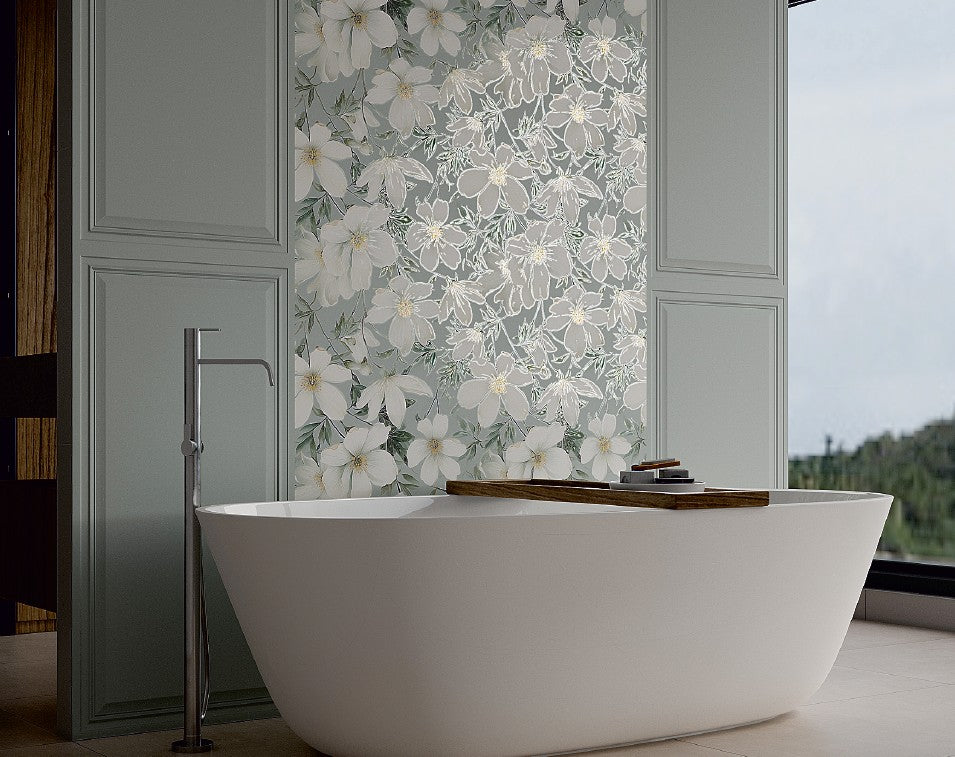 Frame Sky Decor Wallpaper Tile 24 x 48 inch featuring a serene sky-blue decorative pattern, perfect for adding a calm and contemporary touch to walls and surfaces.
