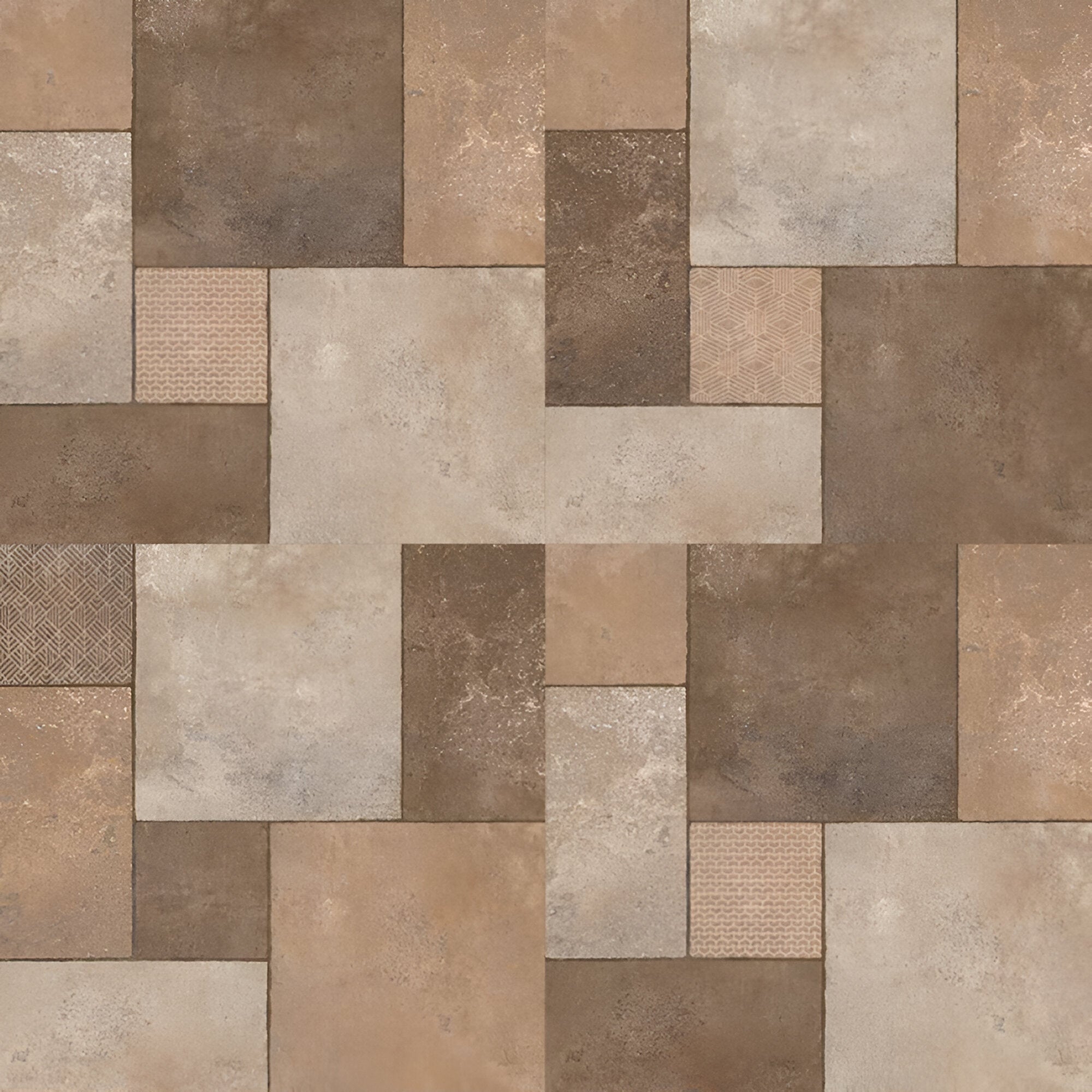 Fusion Bruno Moroccan ceramic floor tile measuring 24 x 24 inches featuring intricate printed Moroccan and rangoli-inspired geometric patterns with a smooth matt finish, ideal for decorative and modern interior flooring applications in residential and commercial spaces.