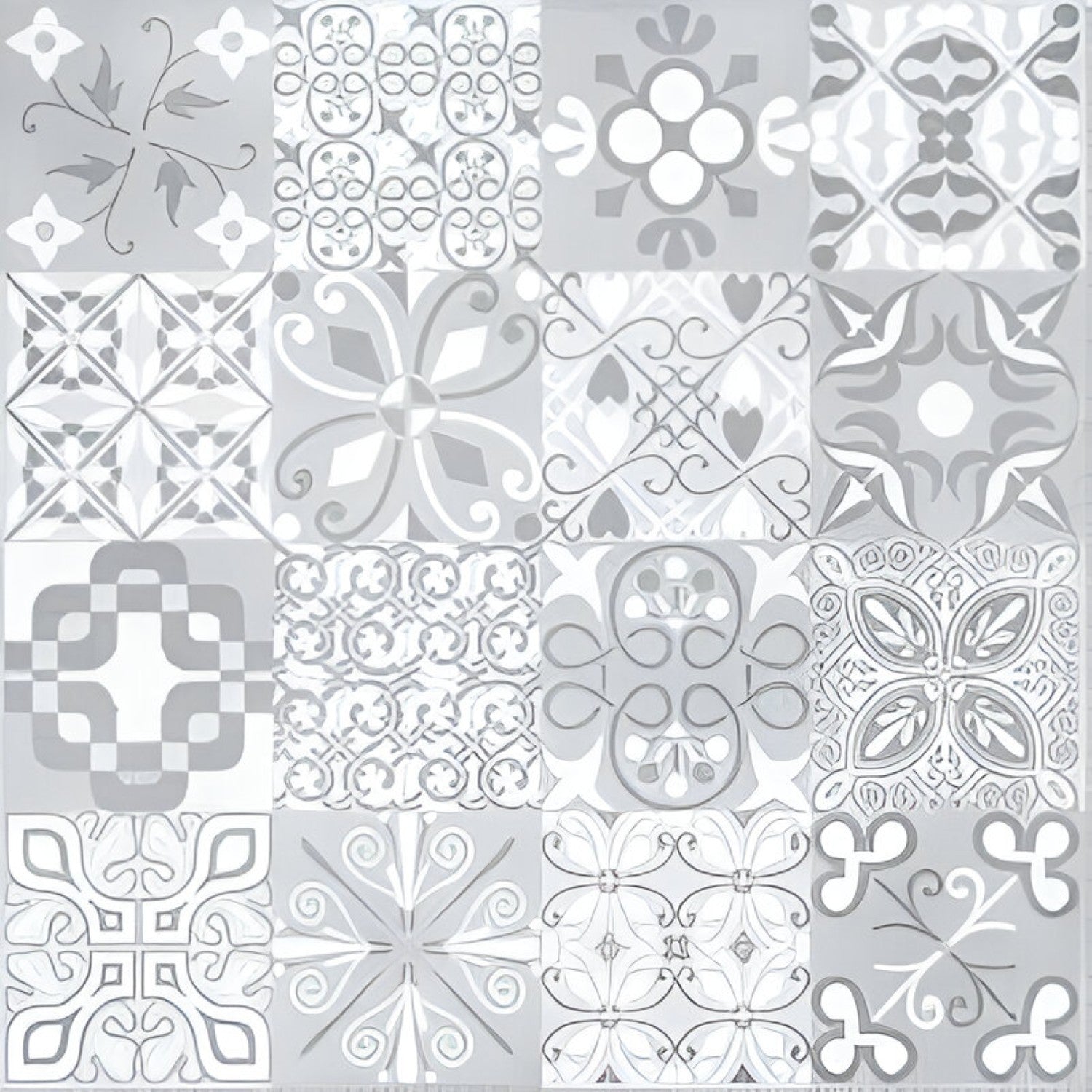 Fusion Grey Decor Matt Ceramic Tile – 24×24 inch ceramic tile with a matte finish in subtle mid-grey, featuring Moroccan-inspired rangoli motifs for stylish wall and floor applications.