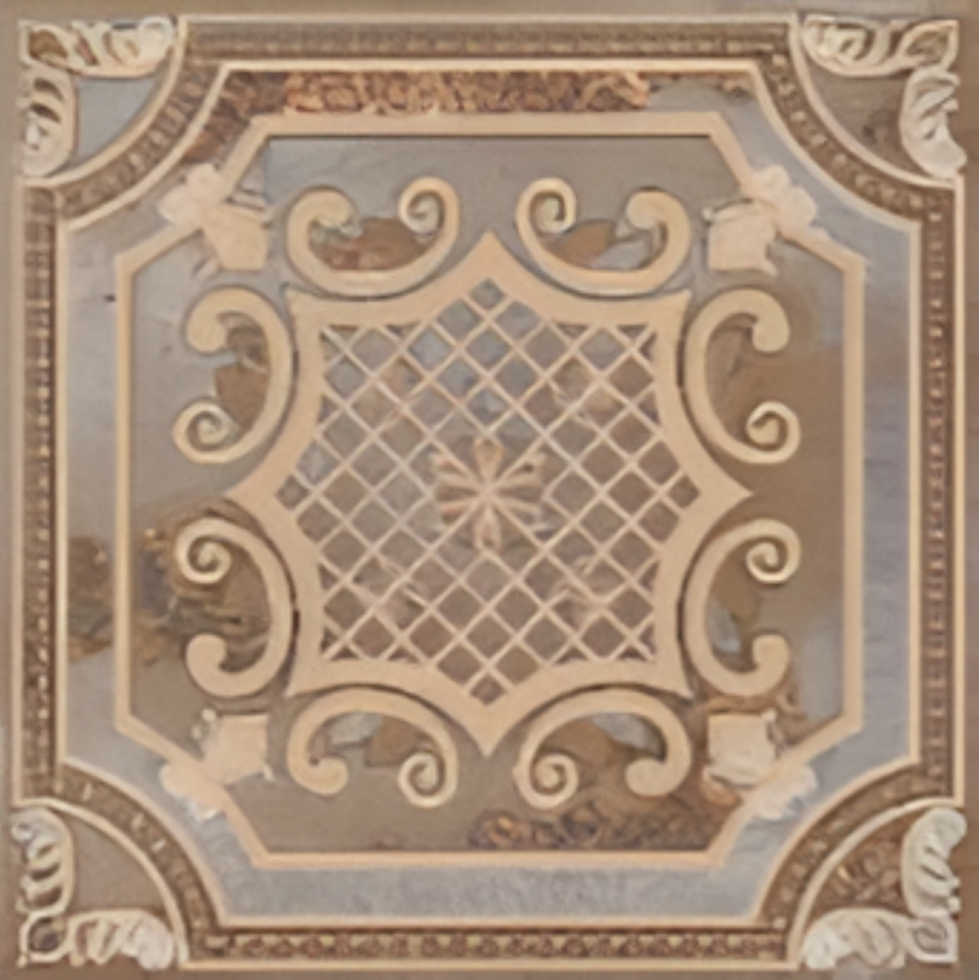 Gatsby Copper Deco Ceramic Tile 12x12 Inch in antique brown finish featuring embossed patterns, decorative highlighter design, and glossy textured surface for luxurious interior wall décor.