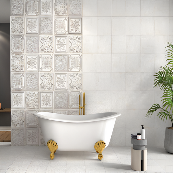 Gatsby White Deco Ceramic Tile 12*12 Inch