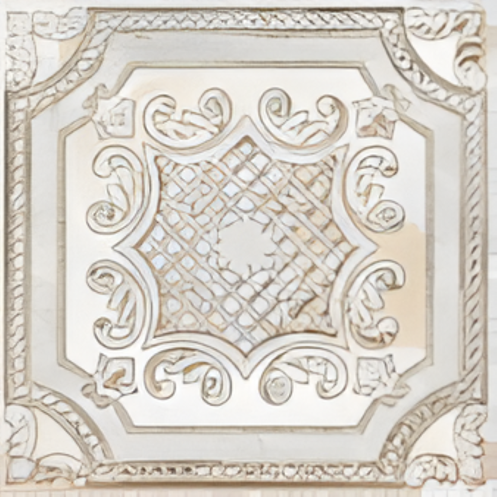 Elaborately embossed Gatsby White Deco Ceramic Tile in a 12x12 inch size, featuring an antique-inspired highlighter design in glossy white, ideal for creating elegant feature walls, kitchen backsplashes, and decorative bathroom accents.