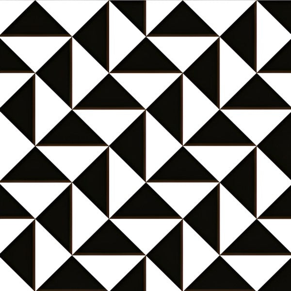 Geometrical Fresco Moroccan Matt 24x24 inch tile with bold black and white triangular pattern in matte finish for modern floors