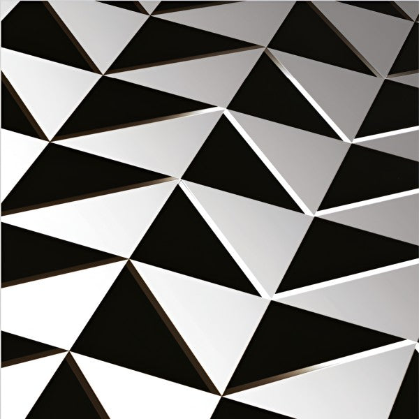 Geometrical Fresco Moroccan Matt 24x24 inch tile with bold black and white triangular pattern in matte finish for modern floors