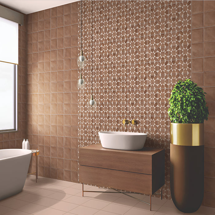 Artistic Glossy Aqua Deep Punched Bathroom Inspiration