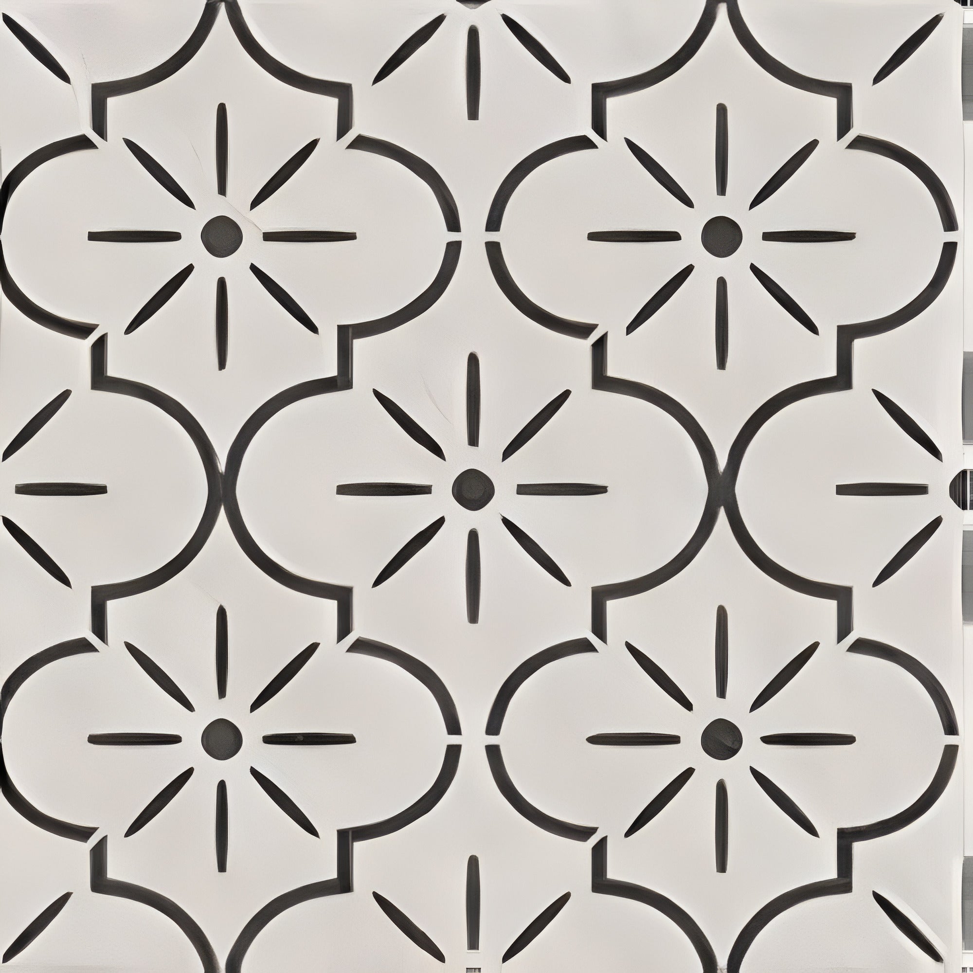 Glossy Ducati Paper Decor 1 Moroccan vitrified tile with intricate printed rangoli-inspired pattern in 8×8 inch size, suitable for floor and wall applications, showcasing artistic detailing and a polished surface finish.