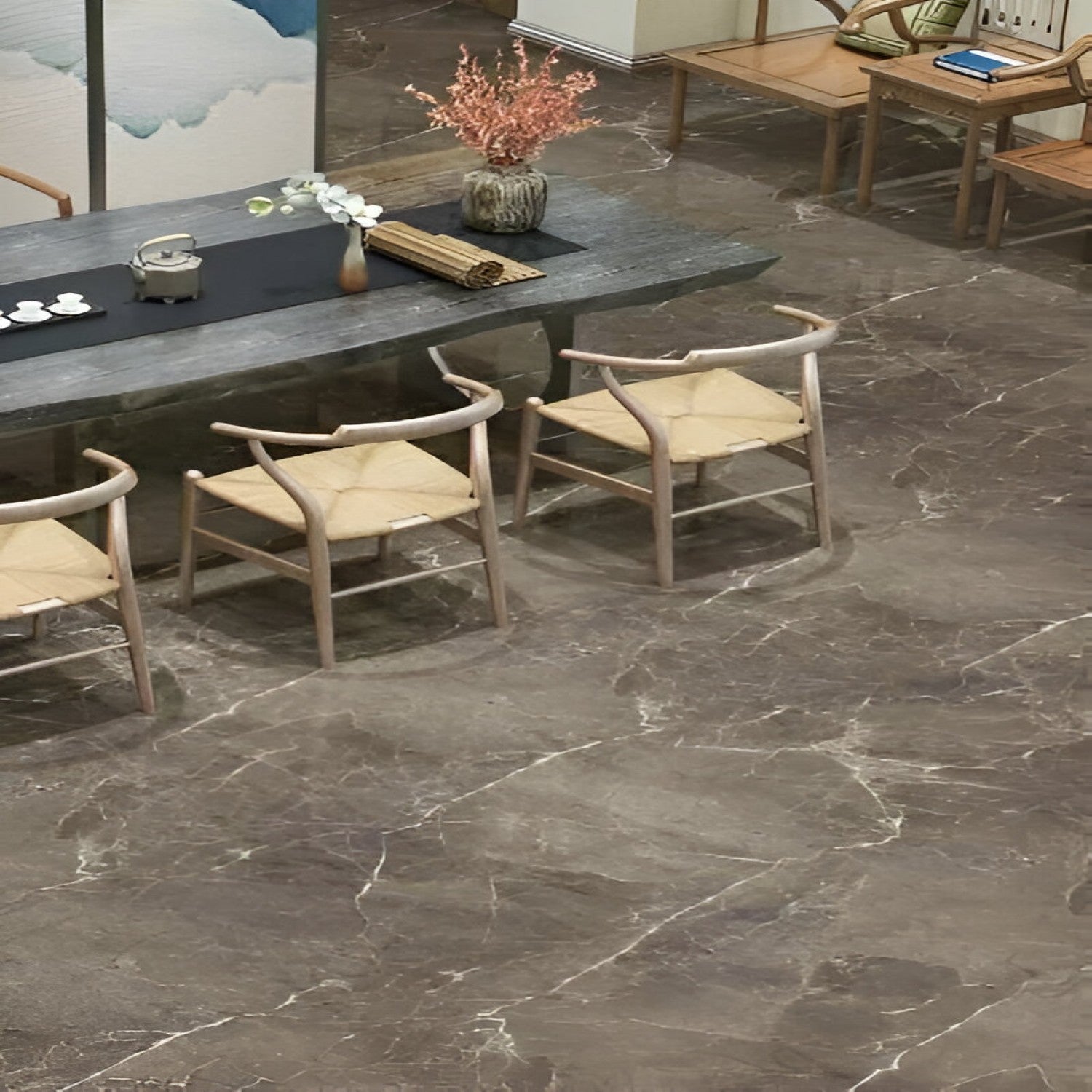 Graffto Smoggy Endless Vitrified Tile 24 Inch x 48 Inch featuring a smooth gray finish with subtle texture suitable for modern wall and floor applications in living rooms kitchens and commercial spaces
