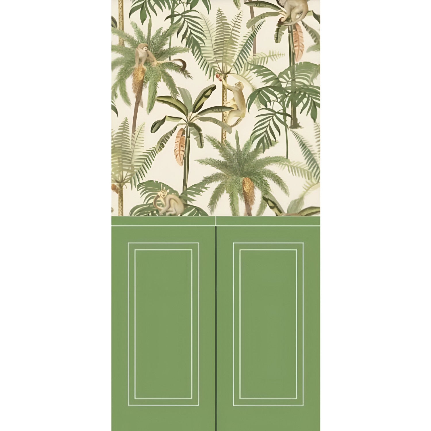 Green Fauna 6 Wallpaper Set Tile 24 Inch x 48 Inch featuring a decorative nature-inspired pattern in green tones with smooth finish suitable for wall applications in living rooms bedrooms and accent walls
