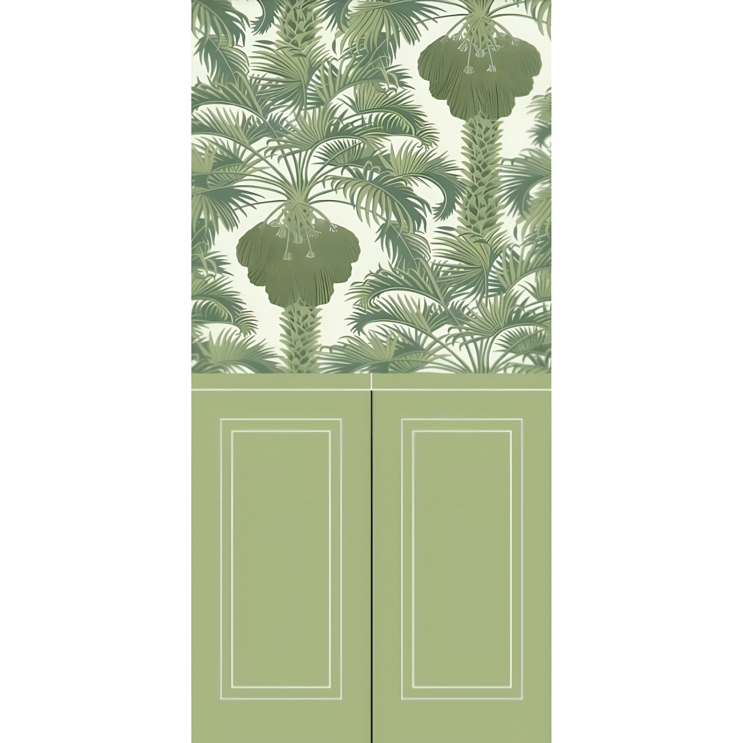 Green Flora 7 Wallpaper Set Tile 24 Inch x 48 Inch featuring a decorative floral pattern in green tones with smooth finish suitable for wall applications in living rooms bedrooms and accent walls
