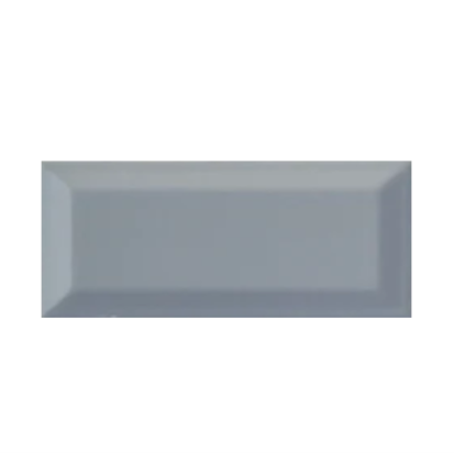 Grey Bevelled Subway Tile 4x8 inch with a glossy finish, featuring a sleek grey beveled surface, smooth and durable, ideal for modern backsplashes and decorative wall applications.
