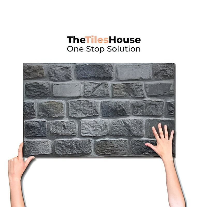 Grey Brick Matt Vitrified Tile 12x18 inch with realistic brick texture, soft grey tones, and matte finish, ideal for modern and durable flooring or wall designs
