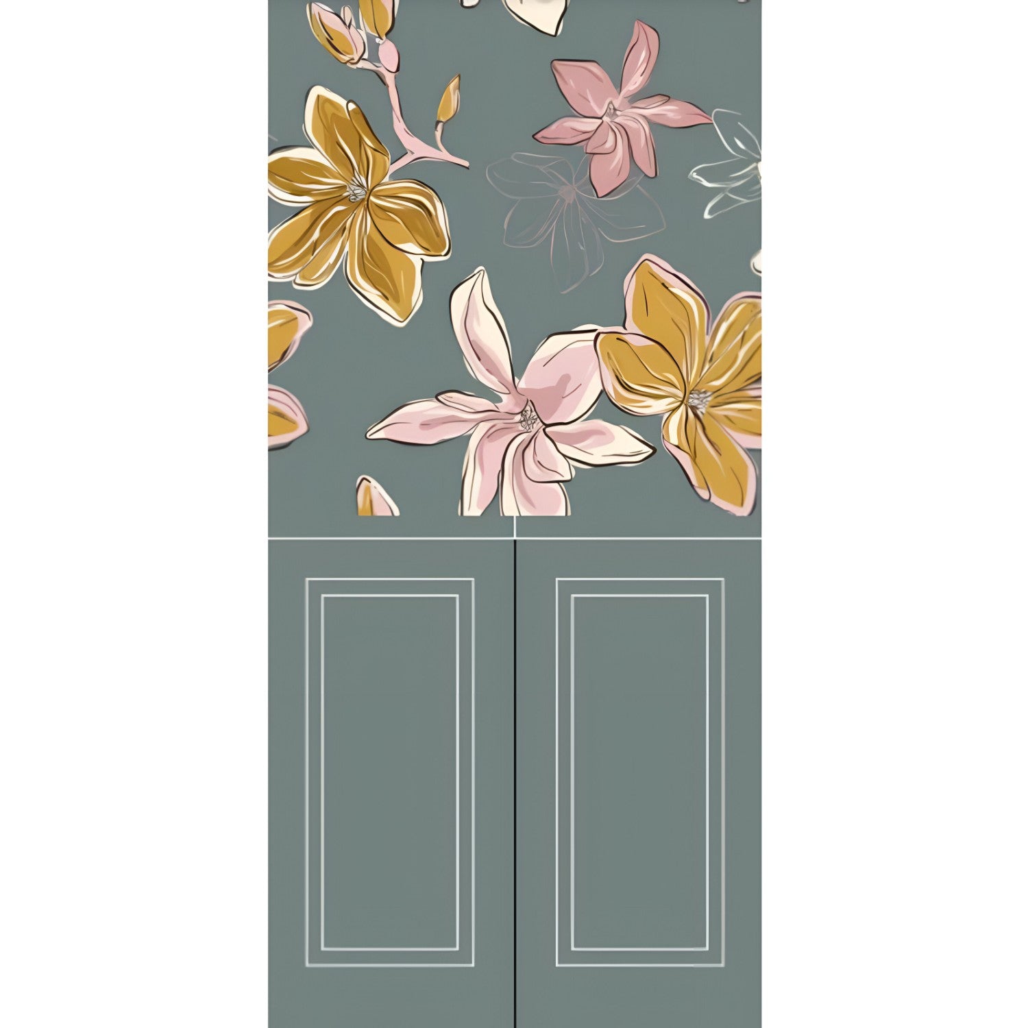 Grey Flora 6 Wallpaper Set Tile 24 Inch x 48 Inch featuring a decorative floral pattern in grey tones with smooth finish suitable for wall applications in living rooms bedrooms and accent walls
