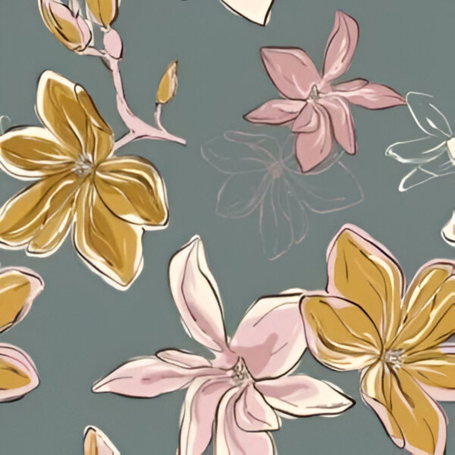 Grey Flora 6 Wallpaper Set Tile 24 Inch x 48 Inch featuring a decorative floral pattern in grey tones with smooth finish suitable for wall applications in living rooms bedrooms and accent walls
